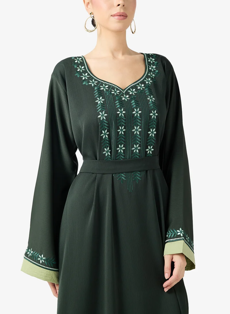 hayas closet  Embroidered Belted Jalabiya for Women | Best Price UAE